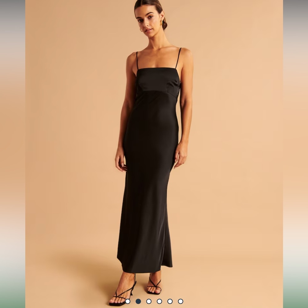 Abercrombie Satin Cowl Back Slip Midi Dress